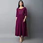 Women Embroidered Viscose Rayon A-line Kurta  (Maroon)