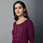 Women Embroidered Viscose Rayon A-line Kurta  (Maroon)