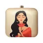 Women Saree Woman And Flower Portrait Clutch
