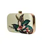 Woman Green Leaf Printed Clutch