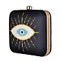 Woman Orange-White Evil Eye Printed Clutch