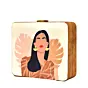 Women Brown Woman Printed MDF Clutch