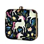 Women Unicorn Printed Black Clutch