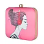 Pink Woman Portrait Printed Clutch