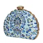 Women Baby Blue Floral Moon Clutch