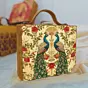 Women Floral Peacock Printed Suitcase Style Clutch