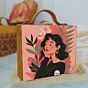 Women Pink Girl Printed Suitcase Style Clutch