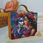 Women Radha Krishna Portrait Suitcase Style Clutch