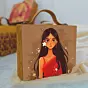 Woman Saree Girl Printed Suitcase Style Clutch