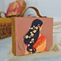 Women Floral Hair Girl Printed Suitcase Style Clutch