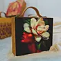 Women Floral Girl Portrait Suitcase Style Clutch