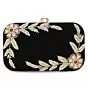 Fabdia Wedding  Hand Embroidered Black Box Clutch Bag Purse for Bridal 