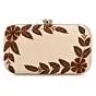 Handicraft Hand Embroidered Peach Box Clutch Bag 