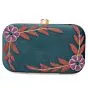 Handicraft Embroidered Box blue Clutch Bag Purse for Bridal
