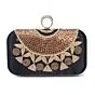 Women Embroidered Navy Blue Ring Clutch