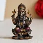 Brown Polyresin and Bronze Bhujadhari Lord Ganesha Idol On Lotus Flower