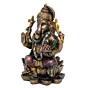 Brown Polyresin and Bronze Bhujadhari Lord Ganesha Idol On Lotus Flower