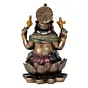 Brown Polyresin and Bronze Bhujadhari Lord Ganesha Idol On Lotus Flower