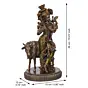 Lord Krishna Playing Flute with Cow Cold Cast Bronze Resin Decorative Figurine