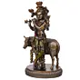Lord Krishna Playing Flute with Cow Cold Cast Bronze Resin Decorative Figurine