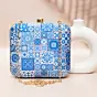 Woman Blue Mandala Pattern Printed Clutch