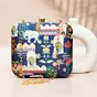 Women Blue Theme Botanic Printed Clutch