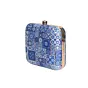 Woman Blue Mandala Pattern Printed Clutch