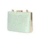 Woman Blue Pattern Embroidered Clutch