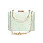 Woman Blue Pattern Embroidered Clutch
