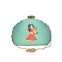 Women Blue Durga Printed D-Shape Clutch