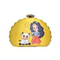 Women Yellow Durga Printed D-Shape Clutch