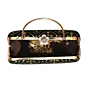 Women Black Embroidered Party Clutch