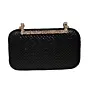 Women Black Sequins Fabric Party Clutch
