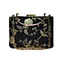 Women Black And Silver Brocade Party Clutch