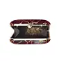 Woman Maroon Flower Sequenced Embroidery Clutch