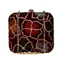 Woman Maroon Flower Sequenced Embroidery Clutch