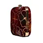 Woman Maroon Flower Sequenced Embroidery Clutch