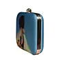 Women Blue Portrait Printed Clutch