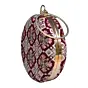 Woman Maroon And Pink Floral Embroidery Round Clutch
