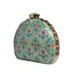 Woman Blue Sequins Embroidery D-shape Clutch
