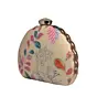 Women Beige Sequins Embroidered D-shape clutch