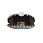 Woman Blue Sequins Embroidery D-shape Clutch