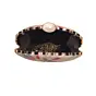 Women Beige Sequins Embroidered D-shape clutch