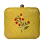 Women Yellow And Red Floral Embroidery Clutch