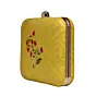 Women Yellow And Red Floral Embroidery Clutch