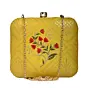 Women Yellow And Red Floral Embroidery Clutch