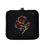 Woman Black And Red Floral Embroidery Clutch