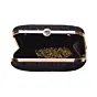 Woman Black And Red Floral Embroidery Clutch