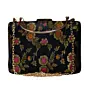Woman Black Golden Flower Printed Clutch