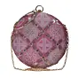 Woman Pink And Golden Sequins Round Party Clutch